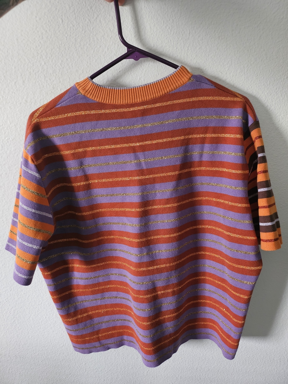 Jacquemus Orange, Purple & Rust Striped Short-Sleeve Knit Shirt - Picture 2 of 5
